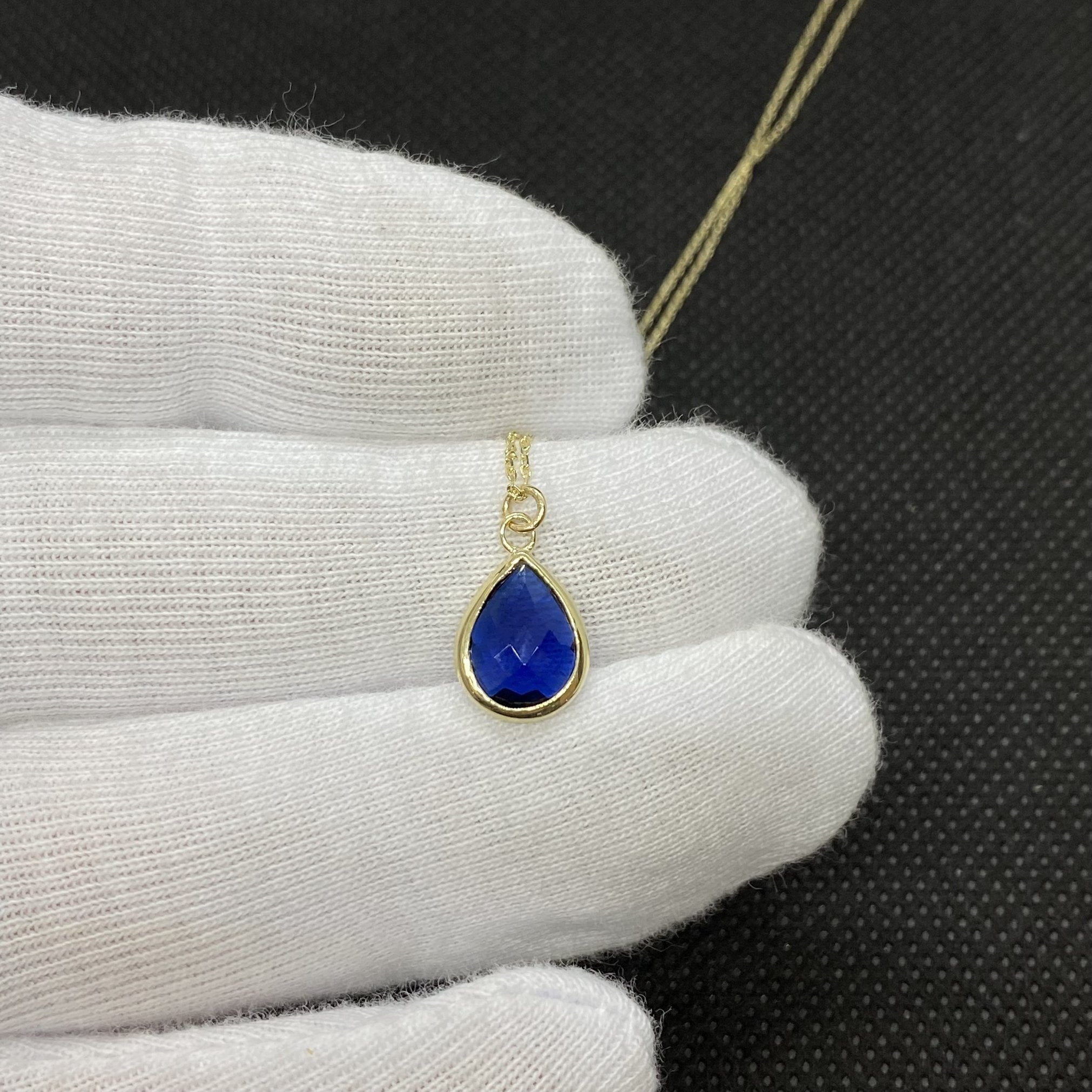 14K Solid Gold Sapphire Birthstone Necklace for Women, Dainty Necklace Gold, Sapphire Necklace, September Birthstone, Birthday Gift